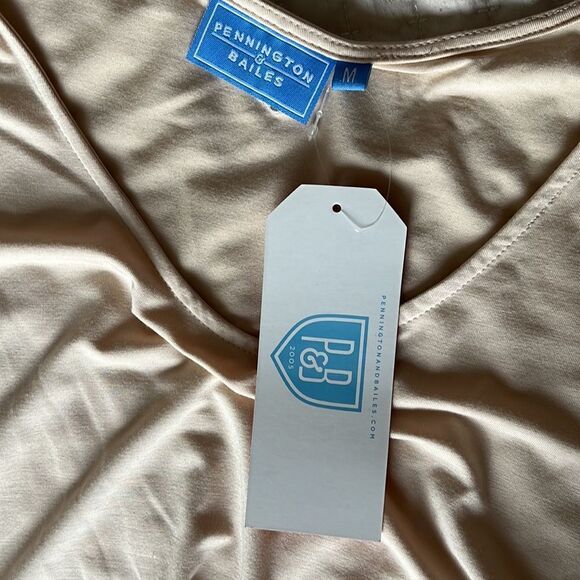 Pennington and Bailes Dress Womens Tan Cream Medium Open Long Sleeve - Picture 5 of 7